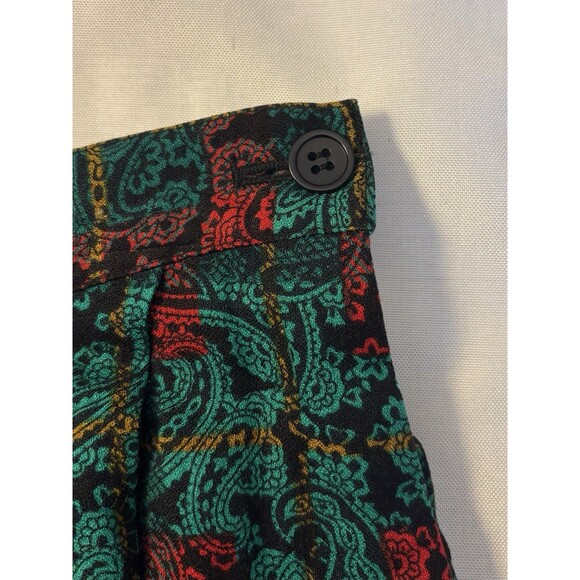 PENDLETON Green Red Paisley A-Line Skirt 12 Vintage Pockets Midi Rayon Holiday - Picture 5 of 10